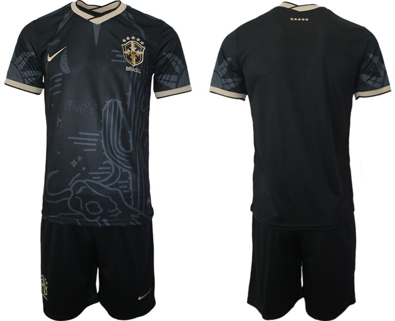 Men 2022 World Cup National Team Brazil black blank Soccer Jerseys->brazil jersey->Soccer Country Jersey